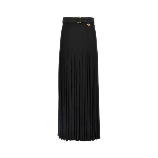 Pleated Belted Maxi Skirt