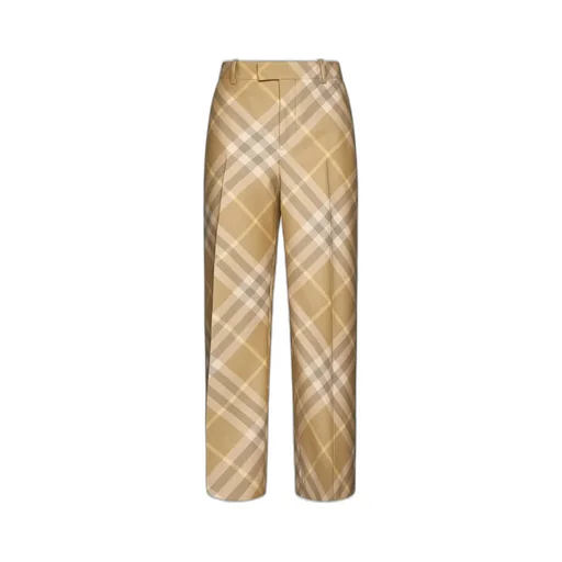 Check-Printed Straight-Leg Tailored Trousers