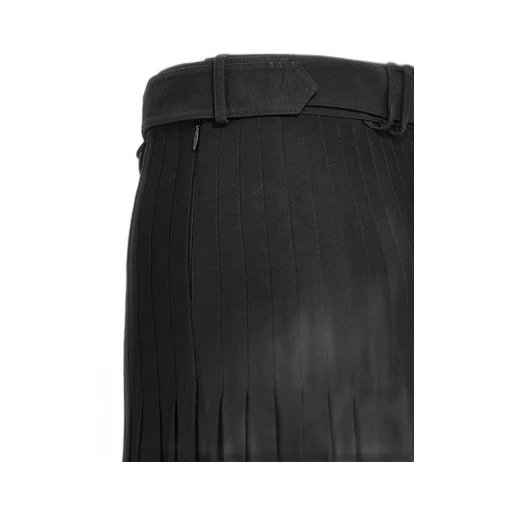 Pleated Belted Maxi Skirt