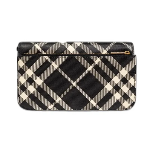Mini Check-Printed Chain Strap Wallet