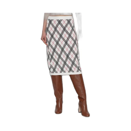 Ekd Jacquard Checked Knitted Midi Skirt