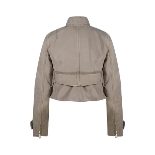 Logo Embroidered Belted Waist Jacket