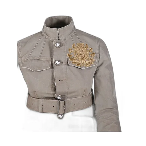 Logo Embroidered Belted Waist Jacket
