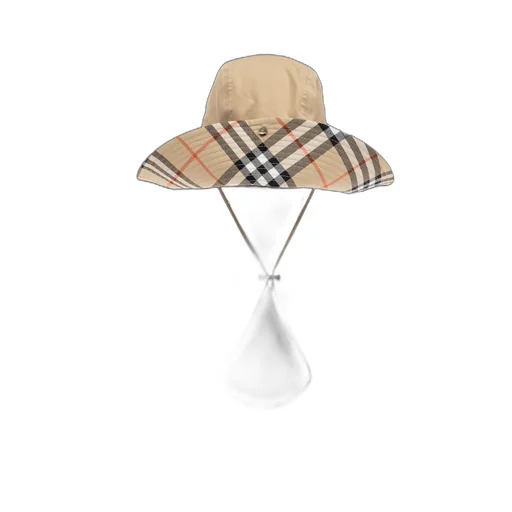 Check Brim Gabardine Bucket Hat