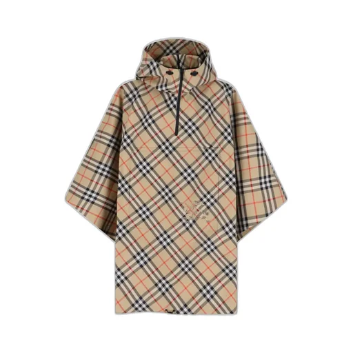 Checked Hooded Drawstring Cape