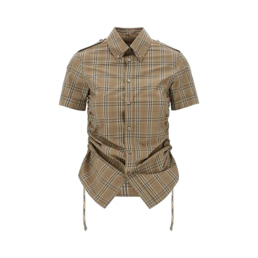 Checked Drawstring Hem Shirt