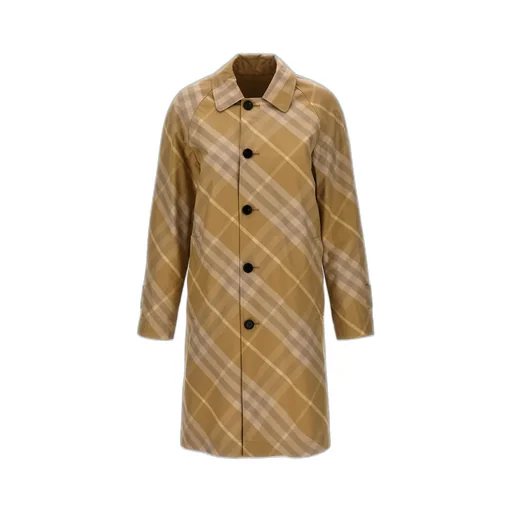 Reversible Check-Printed Buttoned Car Coat