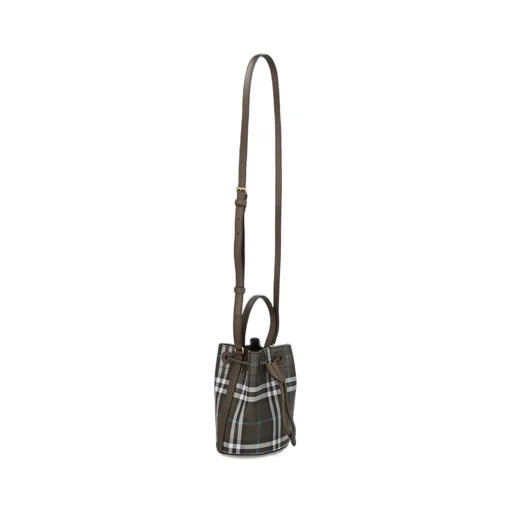 Checked Drawstring Bucket Bag