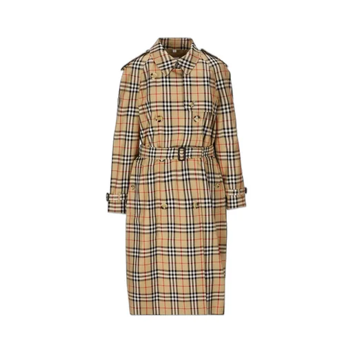 Vintage Check-Printed Belted Trench Coat