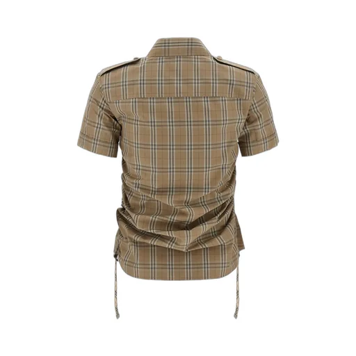 Checked Drawstring Hem Shirt