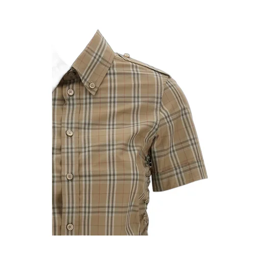 Checked Drawstring Hem Shirt