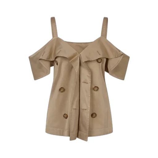 Cold-Shoulder Button-Detailed Blouse