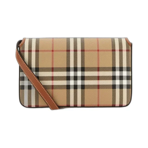 Checked Foldover-Top Shoulder Bag