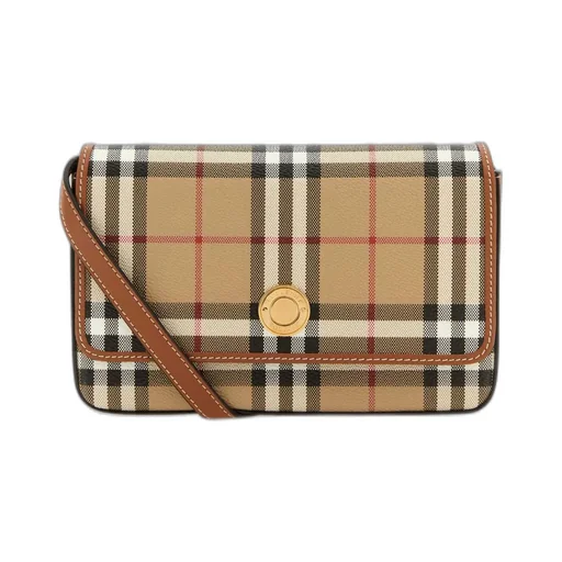 Checked Foldover-Top Shoulder Bag