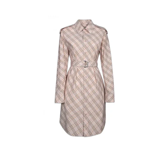Checked Belted Waist Shirt Dress