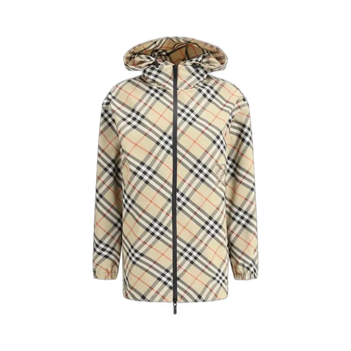 Check Printed Zipped Hooded Jacket