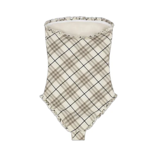 Checkered Ruffle Detailed One-Piece Swimsuit