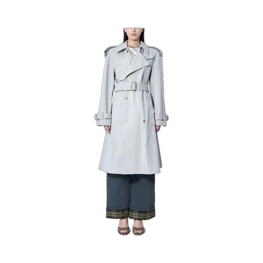 Double Breasted Belted Long Trench Coat