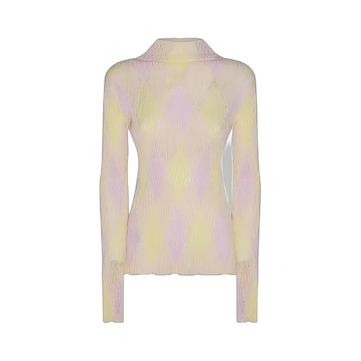 High-Neck Argyle Intarsia Knit Jumper