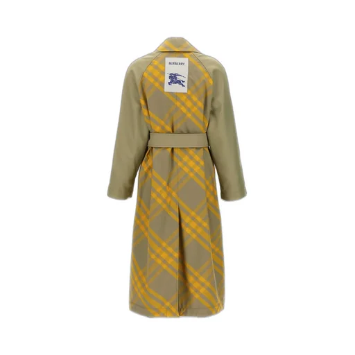 Checked Belted-Waist Reversible Trench Coat