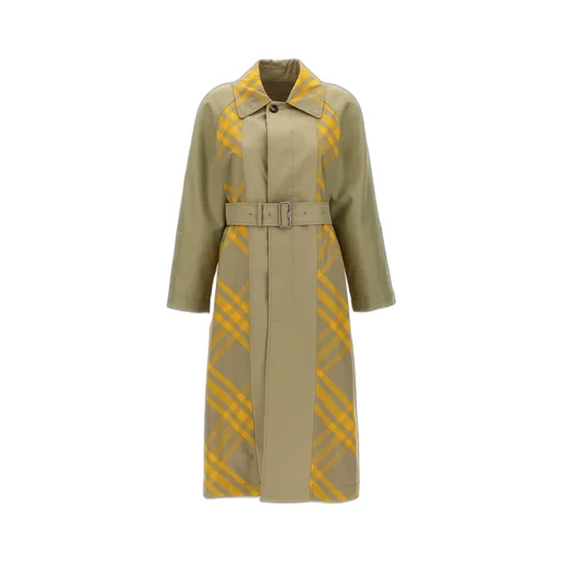 Checked Belted-Waist Reversible Trench Coat
