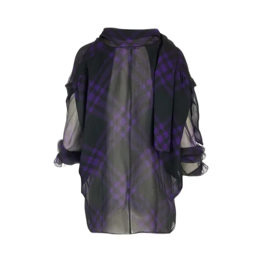 Check-Pattern Scarf Detailed Blouse