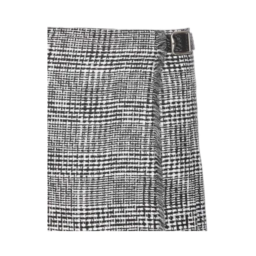 Plaid-Check Pleated Fringed Mini Skirt