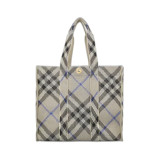 Medium Checked Knitted Top Handle Bag