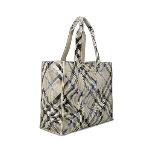 Medium Checked Knitted Top Handle Bag