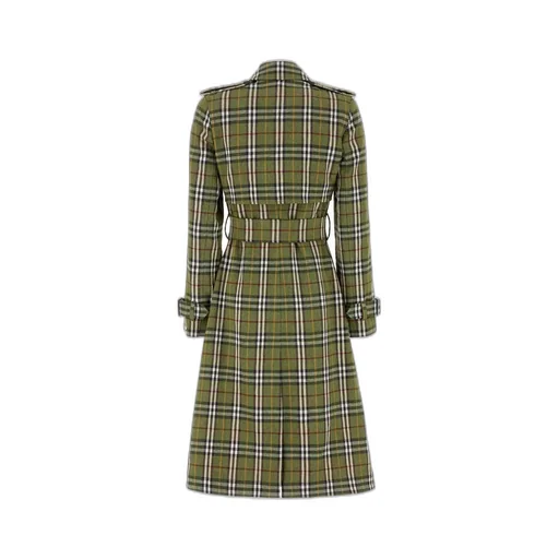 Double Breasted Belted Checked Coat