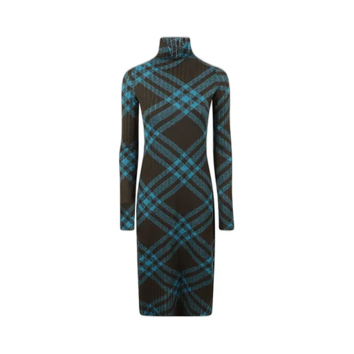 Checkered Mock-Neck Shift Dress