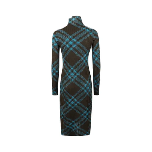Checkered Mock-Neck Shift Dress