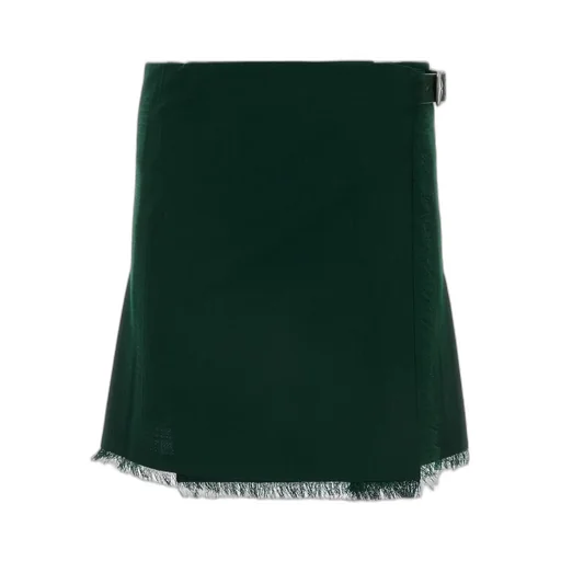 Pleated Frayed-Edge Mini Skirt