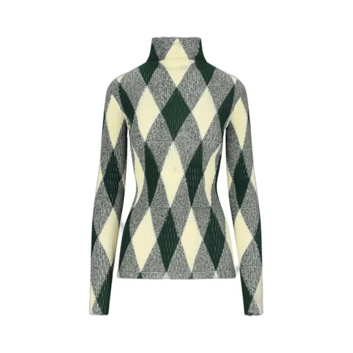 Argyle High-Neck Knit Jumper