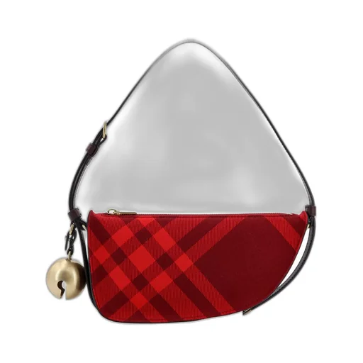 Mini Shield Check-Pattern Bell-Charm Shoulder Bag