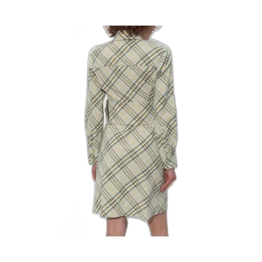 Checked Belted Waist Shirt Dress
