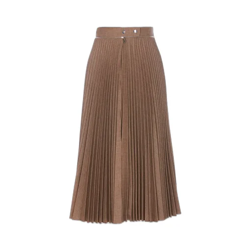 Pleated Zip-Detailed Skirt