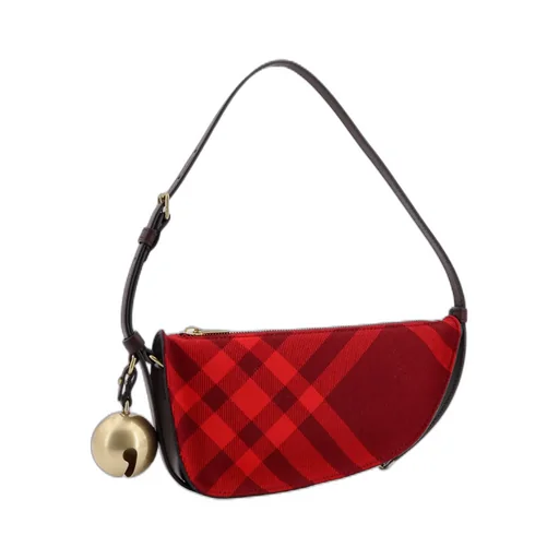 Mini Shield Check-Pattern Bell-Charm Shoulder Bag