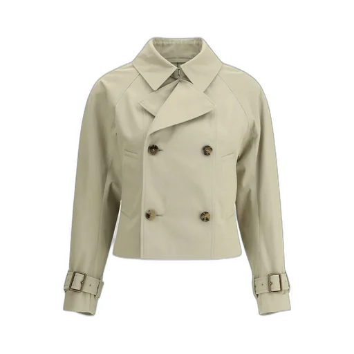 Double-Breasted Belted Cuff Trench Jacket