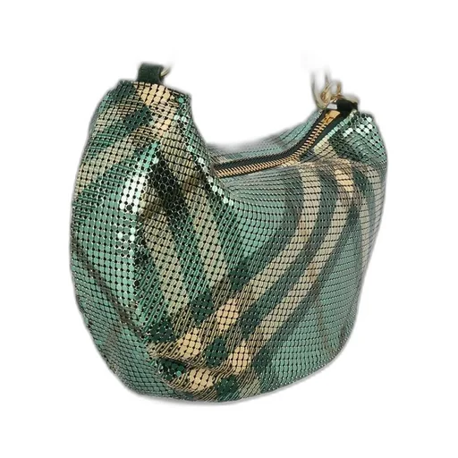 Chainmail-Linked Checked Shoulder Bag