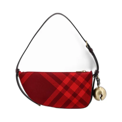 Mini Shield Check-Pattern Bell-Charm Shoulder Bag