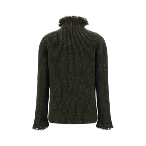 High-Neck Fringed-Edge Jumper