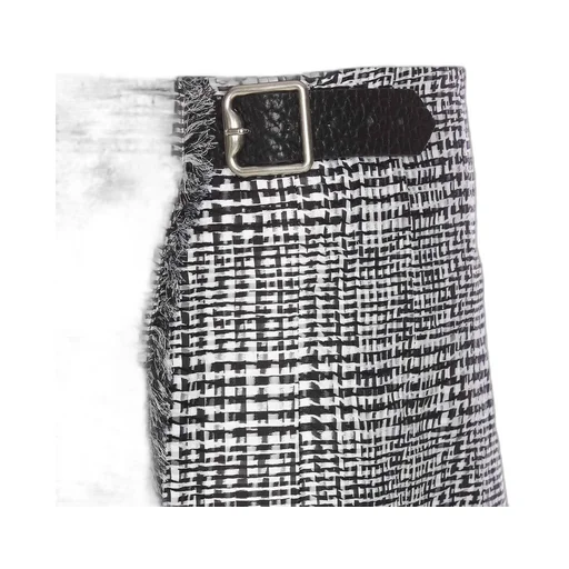 Plaid-Check Pleated Fringed Mini Skirt