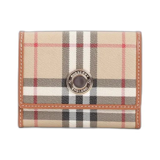 Small Check-Pattern Tri-Fold Wallet