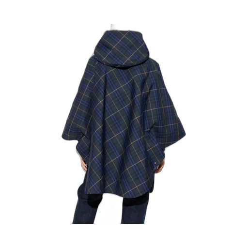 Ekd Motif Check Pattern Hooded Poncho