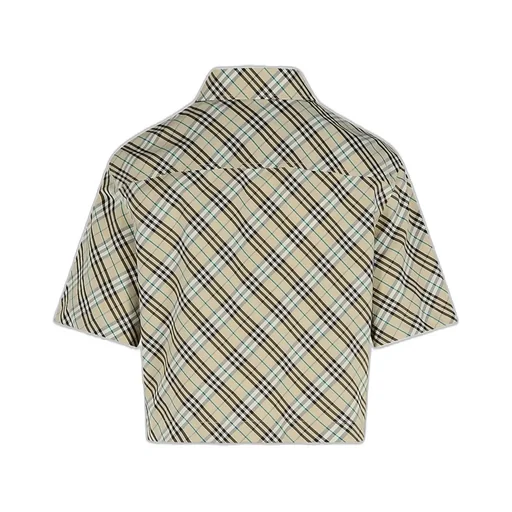 Short-Sleeved Checked Cropped Shirt
