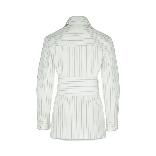 Wide-Belted Striped Shirt