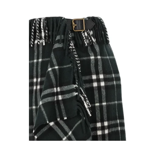 Checked Fringed-Edge Mini Skirt