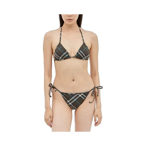 Check Printed Halterneck Bikini Top