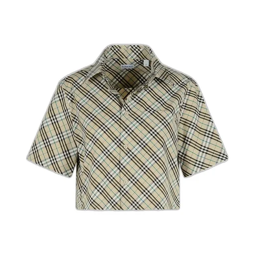 Short-Sleeved Checked Cropped Shirt
